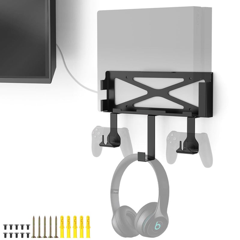 appacare Wall Mount Compatible for PS4,Metal Wall Mount Compatible for PS4 Original (Old Model), Mount on The Wall or on The Back of The TV,with 2 Controller Holder & Headphone Hanger - Image 1
